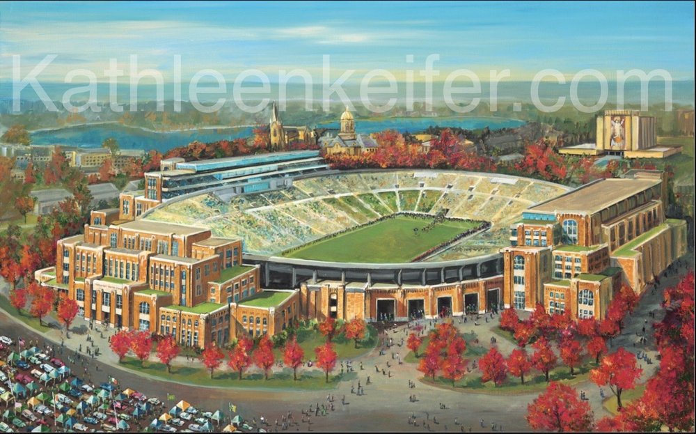 New Notre Dame Stadium: Send A Volley Cheer On High LE 100 19 x 30
